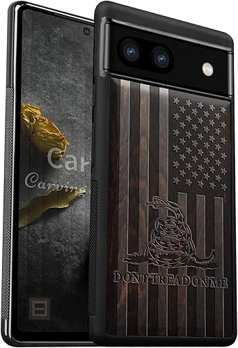 Carveit Funda de madera para Pixel 6a madera natural y TPU suave negro a prueba de golpes, funda de madera única y elegante compatible con Google