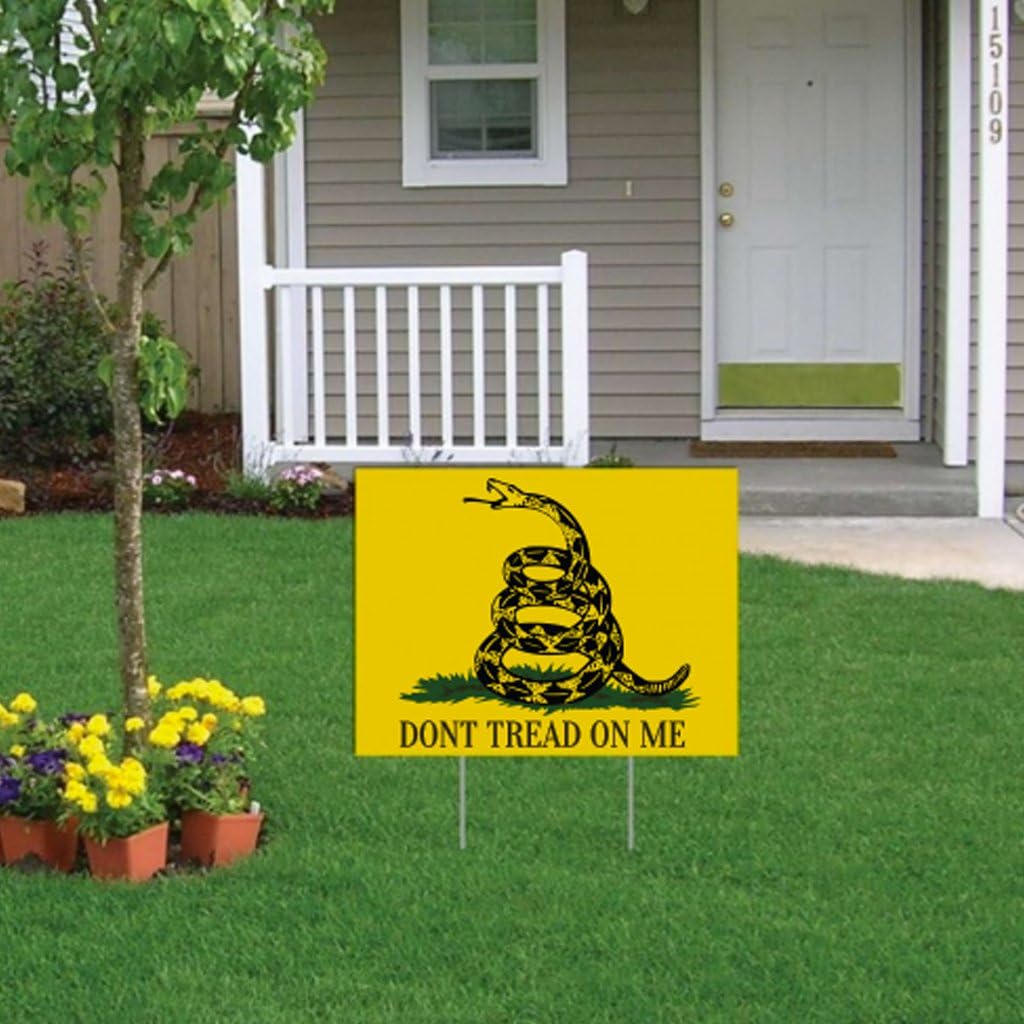 Don't Tread On Me Signs, Size 18 inch x 24 inch Set of 2 with 4 Stakes