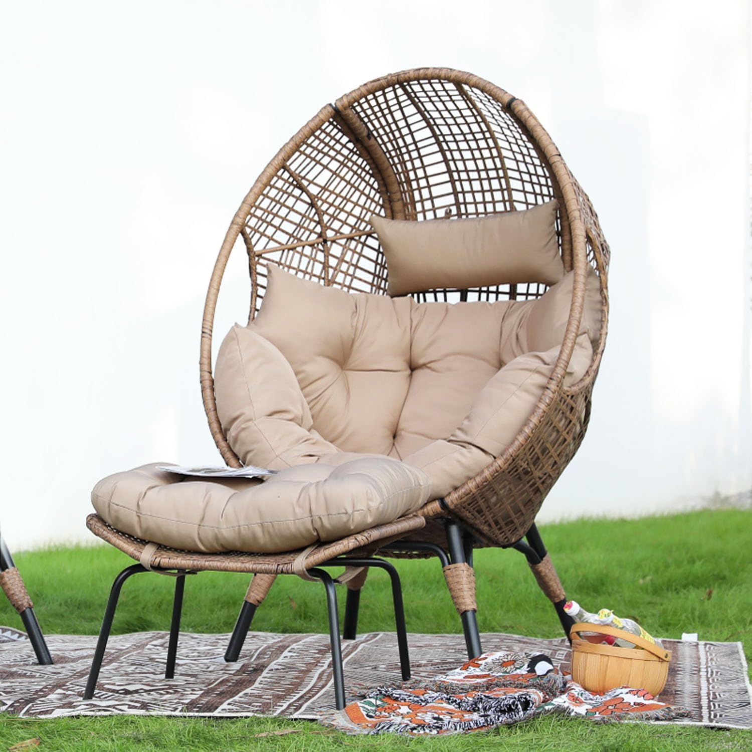 NICESOUL® Wicker Egg Chair Indoor Outdoor Oversized Egg