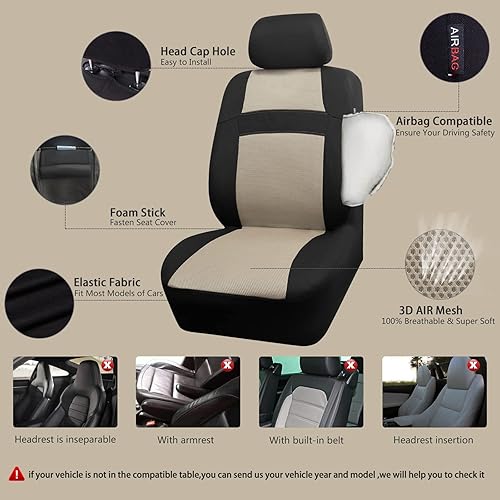 Miniatura 25 de CAR PASS - Juego completo de fundas de asiento de auto color rosa, respiración de aire en verano, de malla de 5mm de esponja compuesta