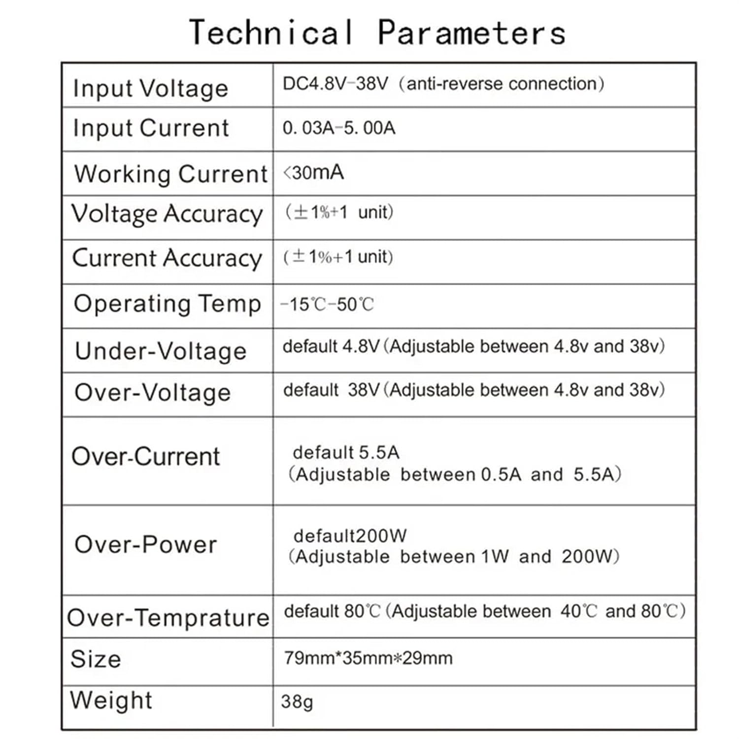DC 5V-38V Digital LCD Display Voltmeter Ammeter Multi-Function Volt Current Voltage Meter Tester Sound Light Alarm Indicator