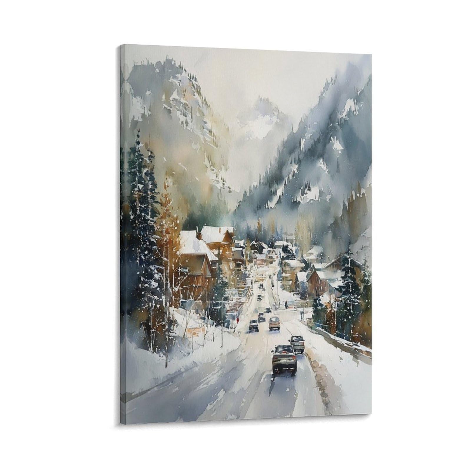XWYMXZ Breckenridge Colorado Watercolor Print Ski Town Posters 20x30inch(50x75cm) Vintage Watercolor Canvas Art