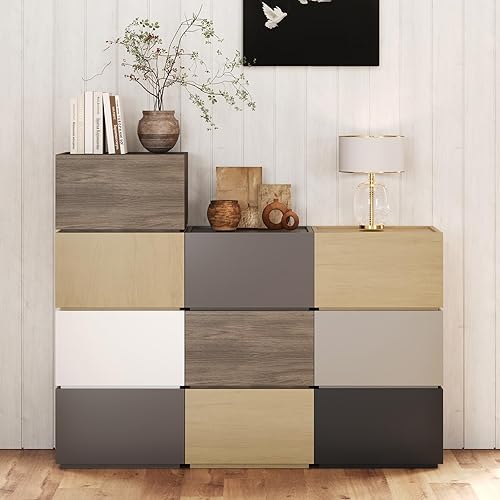 Cajones de almacenamiento apilables, organizador de almacenamiento de cajones de madera, mesitas de noche modernas con cajones de madera, gabinete