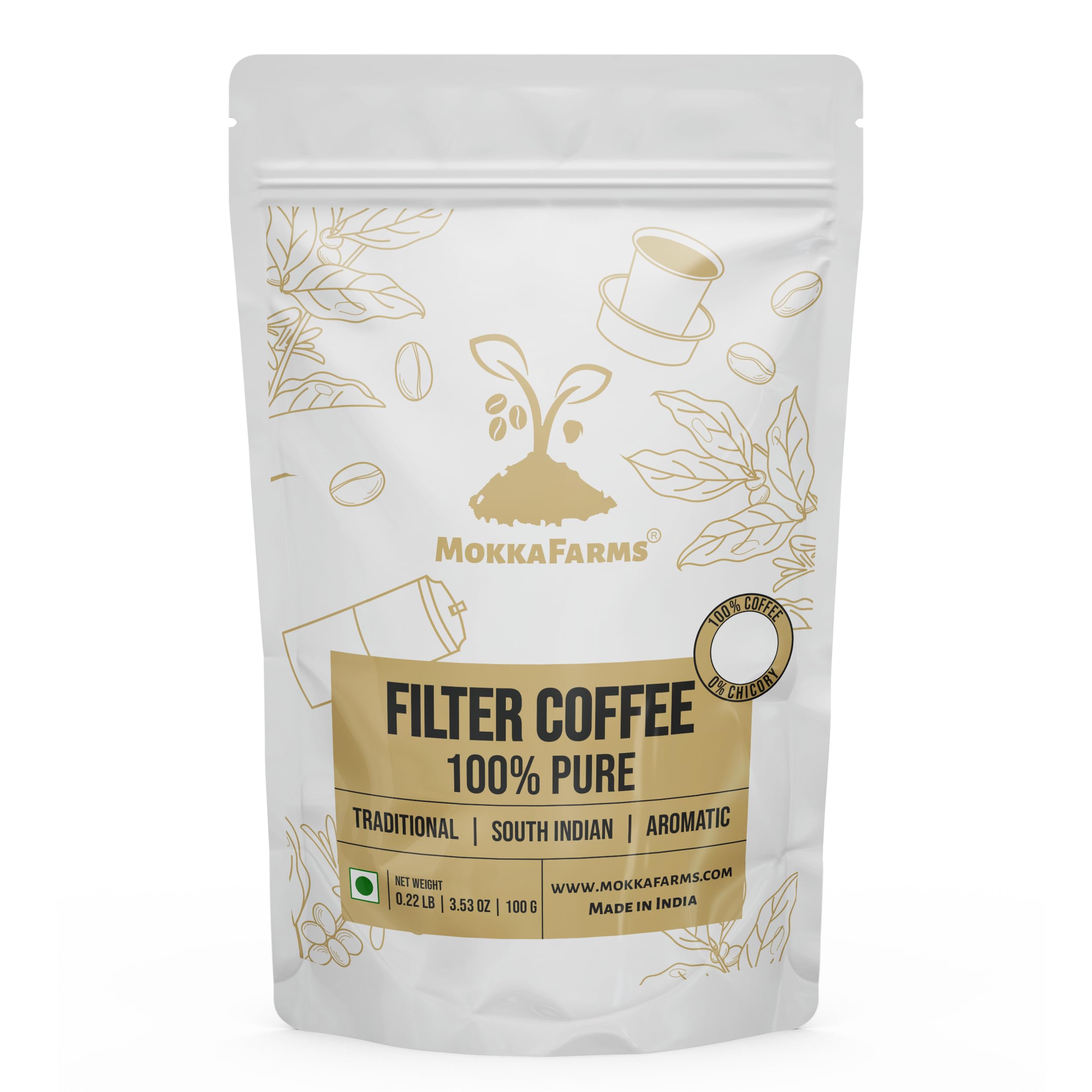 MokkaFarms Traditional South Indian Filter Coffee 100g - 100% Pure Robusta | Fresh Roast & Ground, Strong, Aroma | Farm to Fork, Estate Coffee | One-way Valve Zip-lock Bag |-picture-10