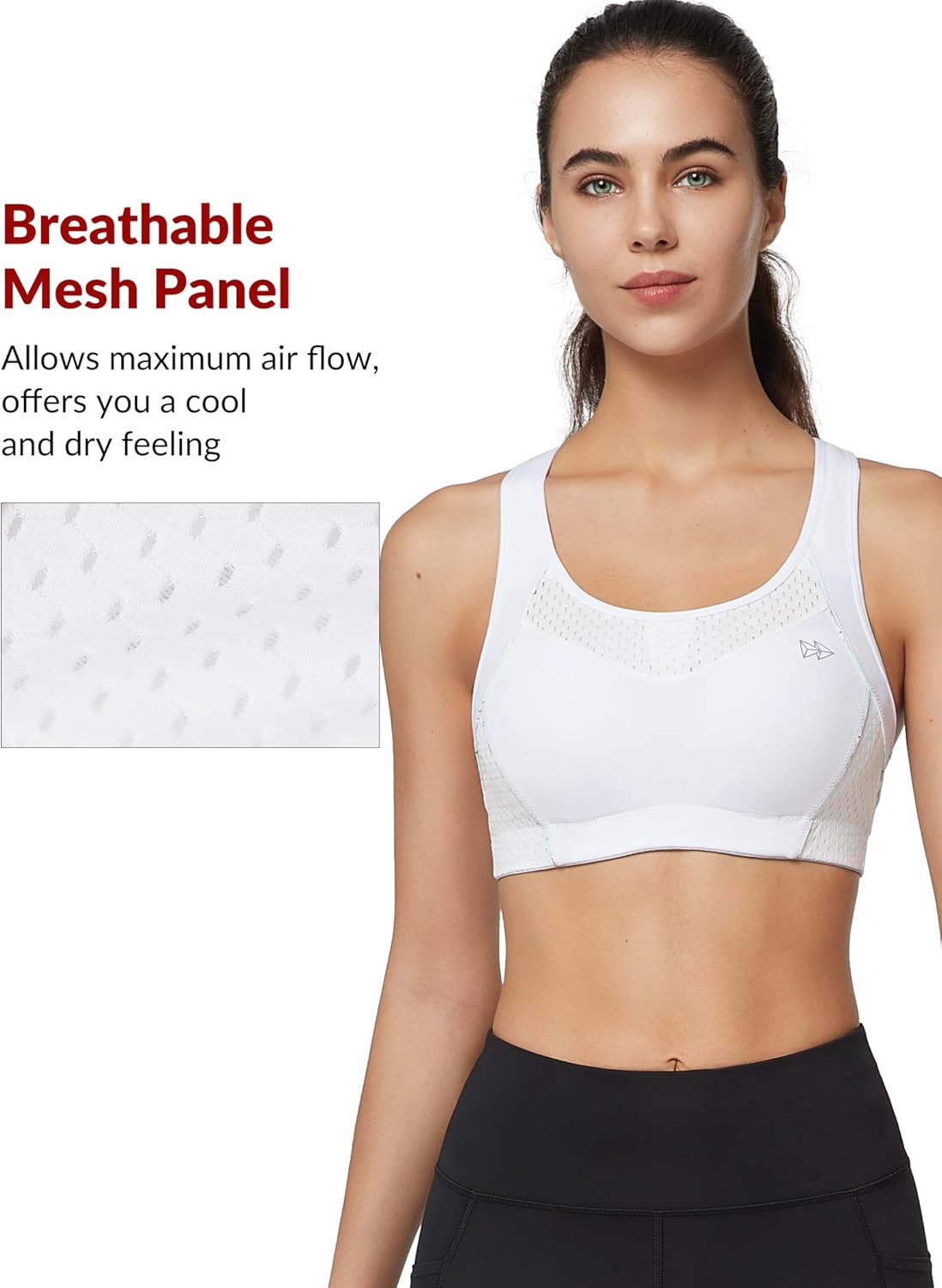 Yvette Sports Bras for Women High Impact Support Racerback Sports Bra Plus Size No Underwire for Running Workout - Image 3