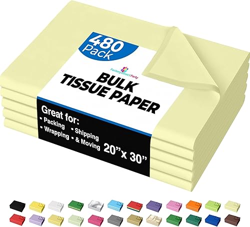 480 hojas de papel de seda marfil a granel, hojas de papel de embalaje de 20 x 30 pulgadas para mudanza, papel de regalo de 10 libras, papel de