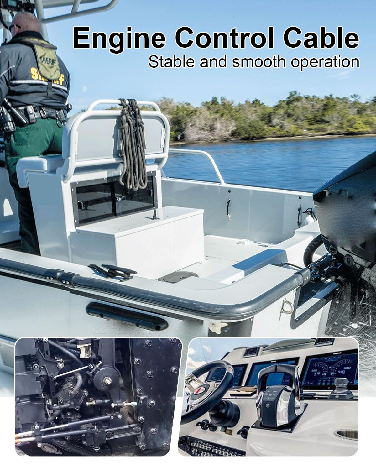 Cavi di controllo del motore fuoribordo, cavi dell'acceleratore e del cambio, adatti per motori fuoribordo Mercury MerCruiser Marine Force 881170AXX, scatola di controllo, 2 cavi per