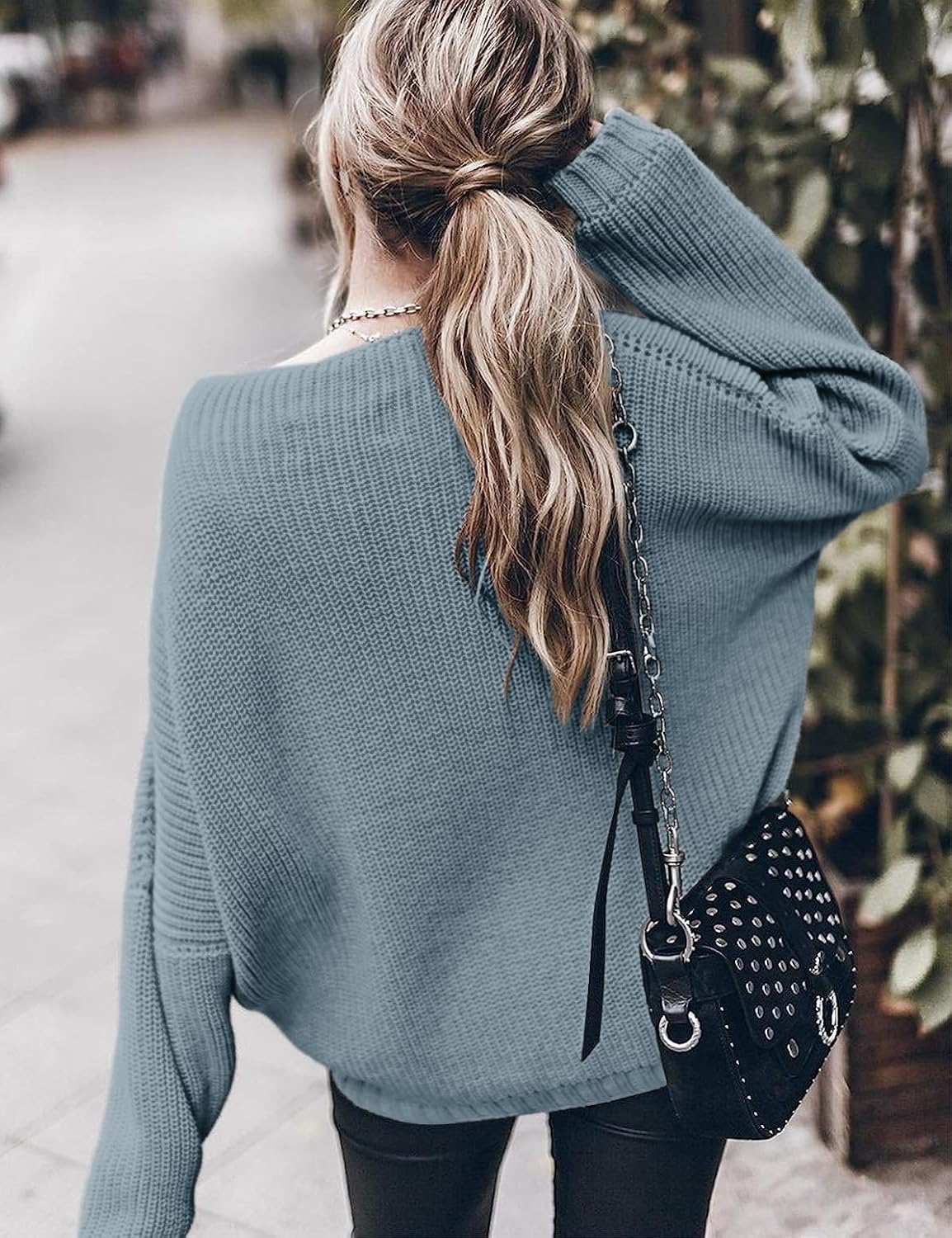 Womens Oversized Sweaters Loose Solid Casual Long Sleeve Mock Neck Knitted Jumper Tops - Image 5