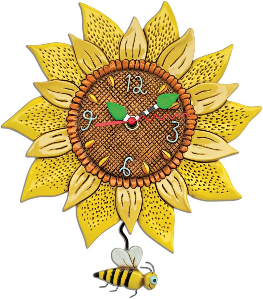 Allen DesignsBee Sunny Sunflower Wall Clock with Bee Pendulum