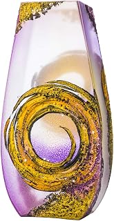 12" Decorative Vase, Lilac Space with Rhinestones, European Glass with a Handmade Unique Pattern