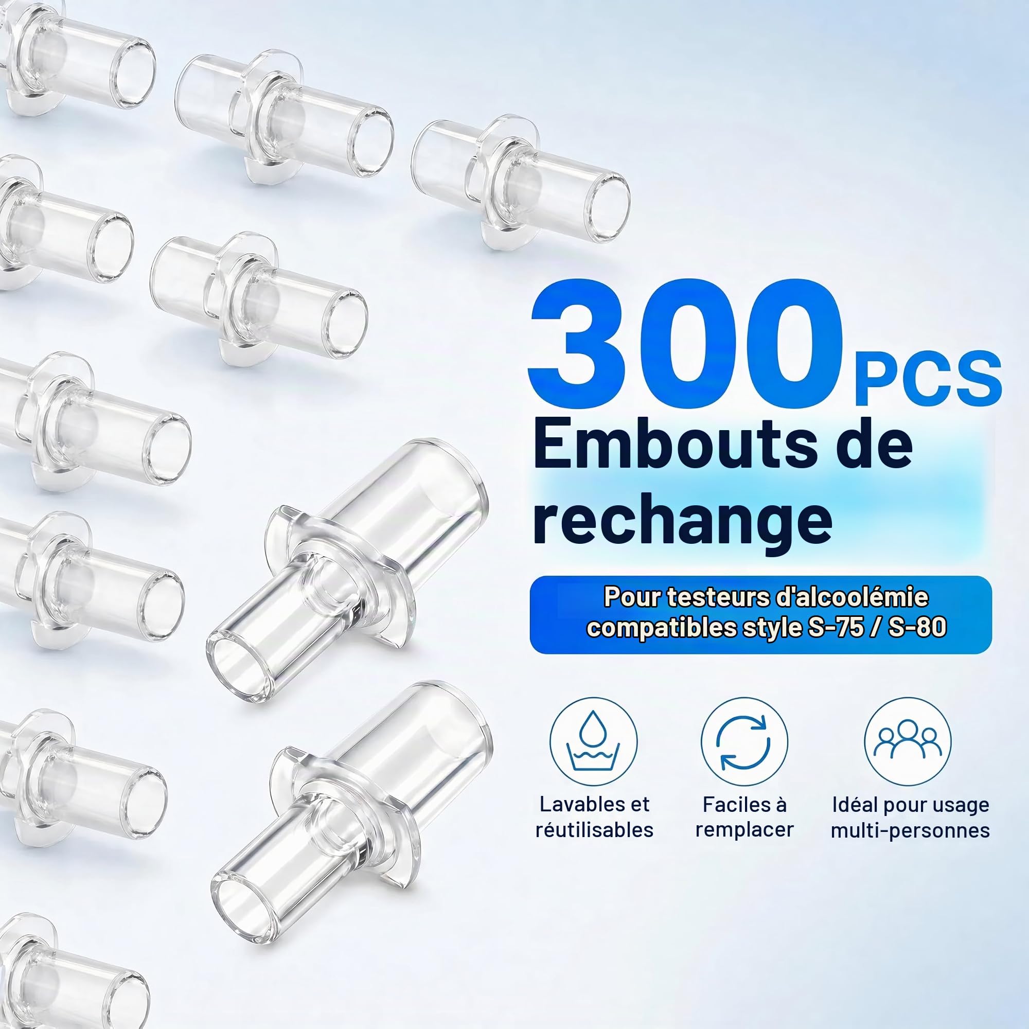 Lot de 300 Embouts pour éthylotest AF*-33, ACE*A, Q, One Black, X, DA*7100