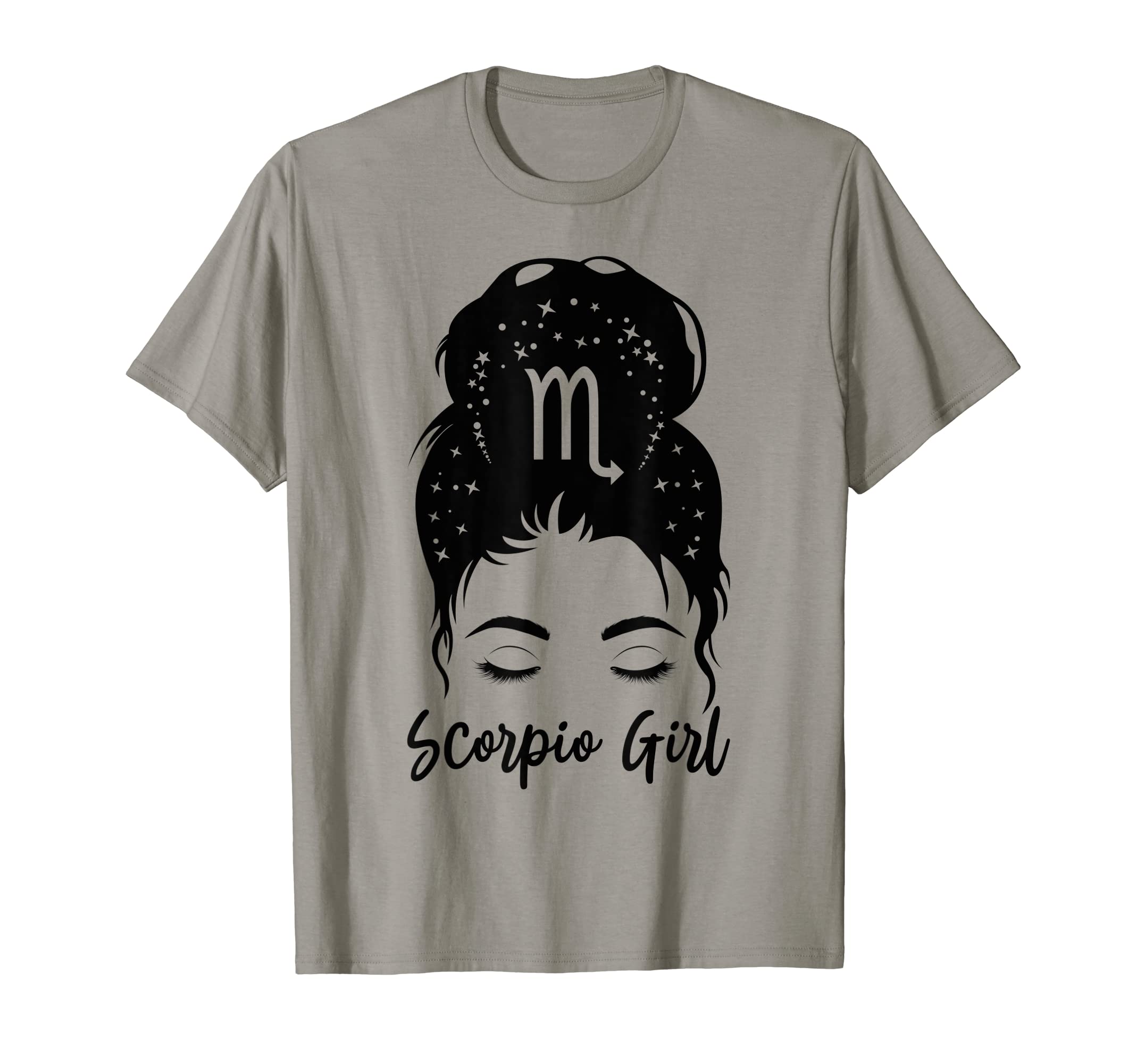 Scorpio Girl Messy Bun Zodiac Symbol Woman Birthday Costume T-ShirtOEKO-TEX STANDARD 100