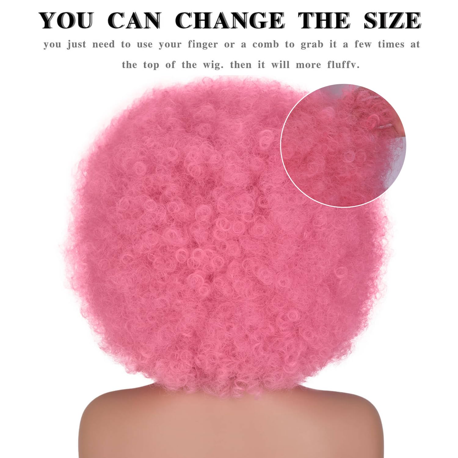 ANNISOUL Afro Wigs for Black Women Short Curly Afro Kinky Wig 70s Bouncy Huge Fluffy Puff Wigs Premium Synthetic for Cosplay and Daily(Pink) - Image 3