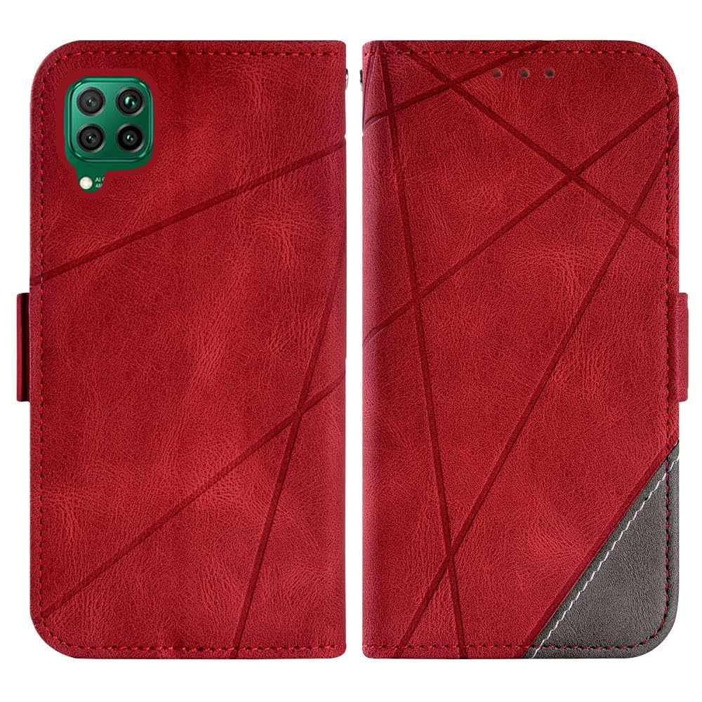 Housse Huawei P40 Lite - Étui Folio Portefeuille Rouge - Neuf