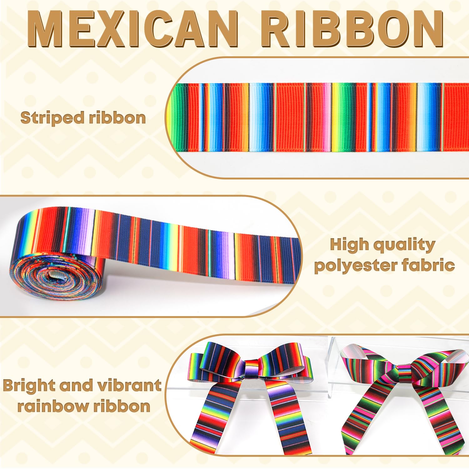 Snapklik.com : MLURCU Mexican Serape Ribbon Fiesta Ribbon 6 Rolls ...