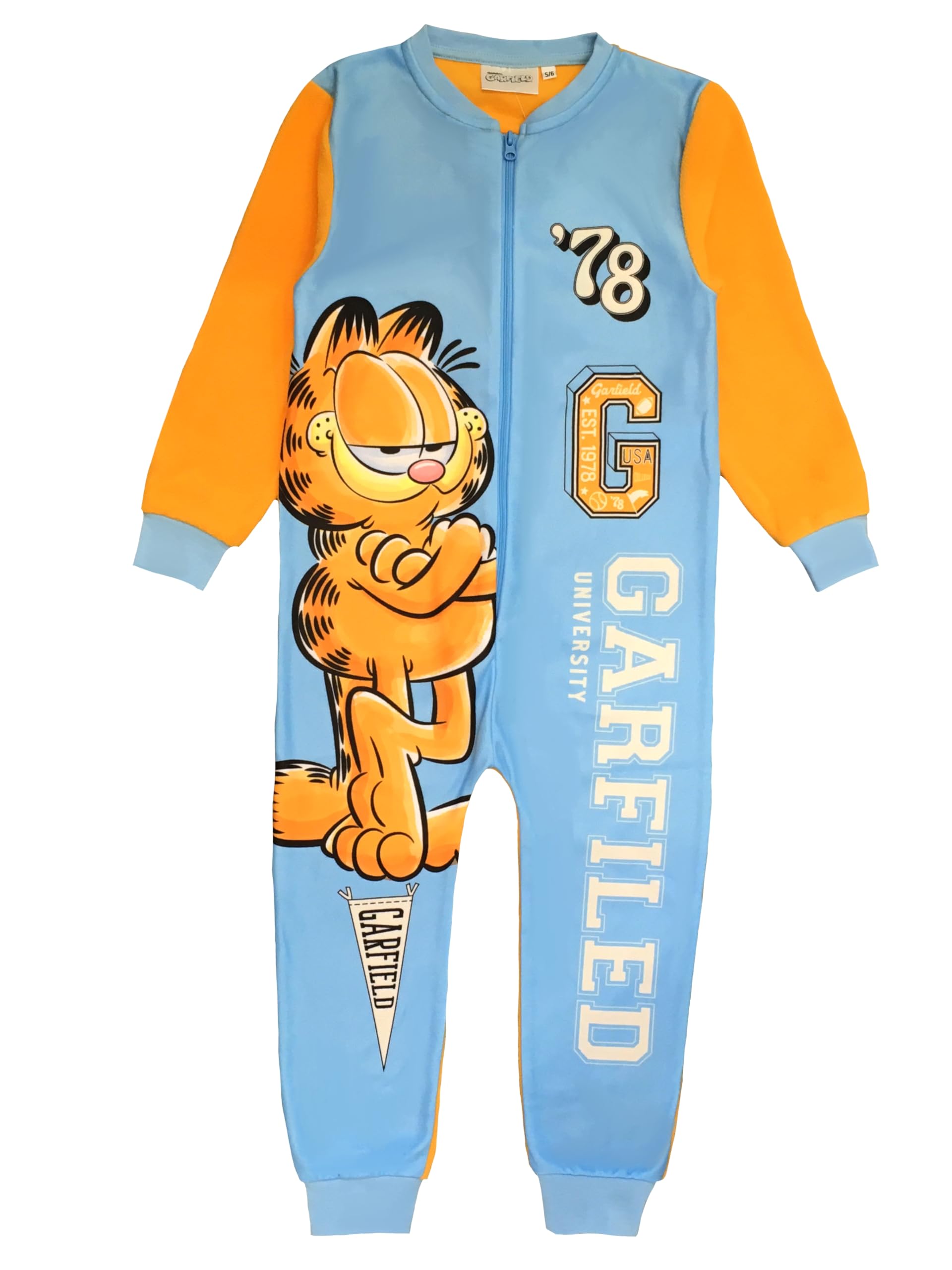 Garfield Boys Blue Or Girls Onesie, Sleepsuit, All In One Pyjamas, Age Size 13 Years