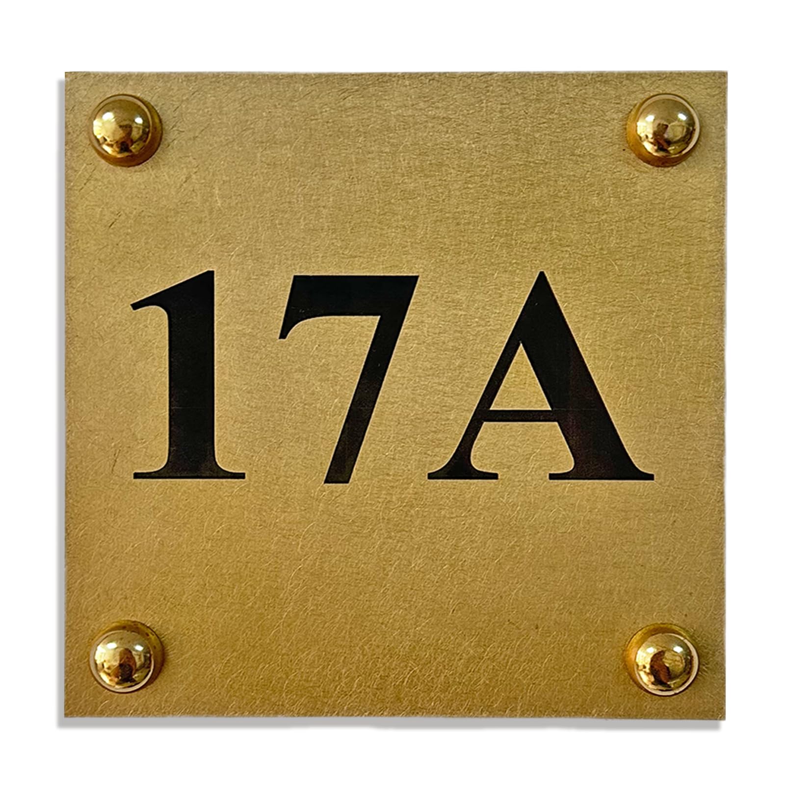 Signxuni Personalised Front Door Plaque, Engraved House Number Sign, Brass Vintage Style 13 x 13 cm