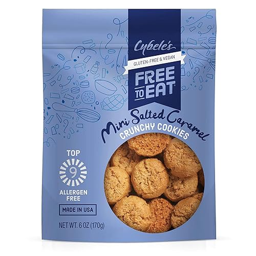 Cybele's Free To Eat Mini galletas sin gluten y veganas, a base de plantas, sin lácteos, soja ni nueces, galletas crujientes, aperitivo seguro para
