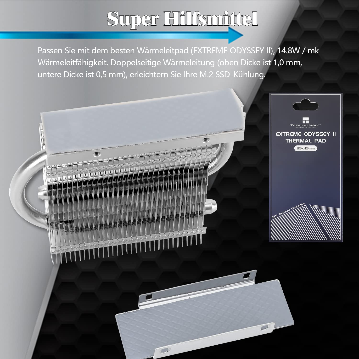 Thermalright HR-09 2280 PRO SSD radiator, dwustronny radiator, z silikonową podkładką termiczną do komputerów M.2 SSD i PC