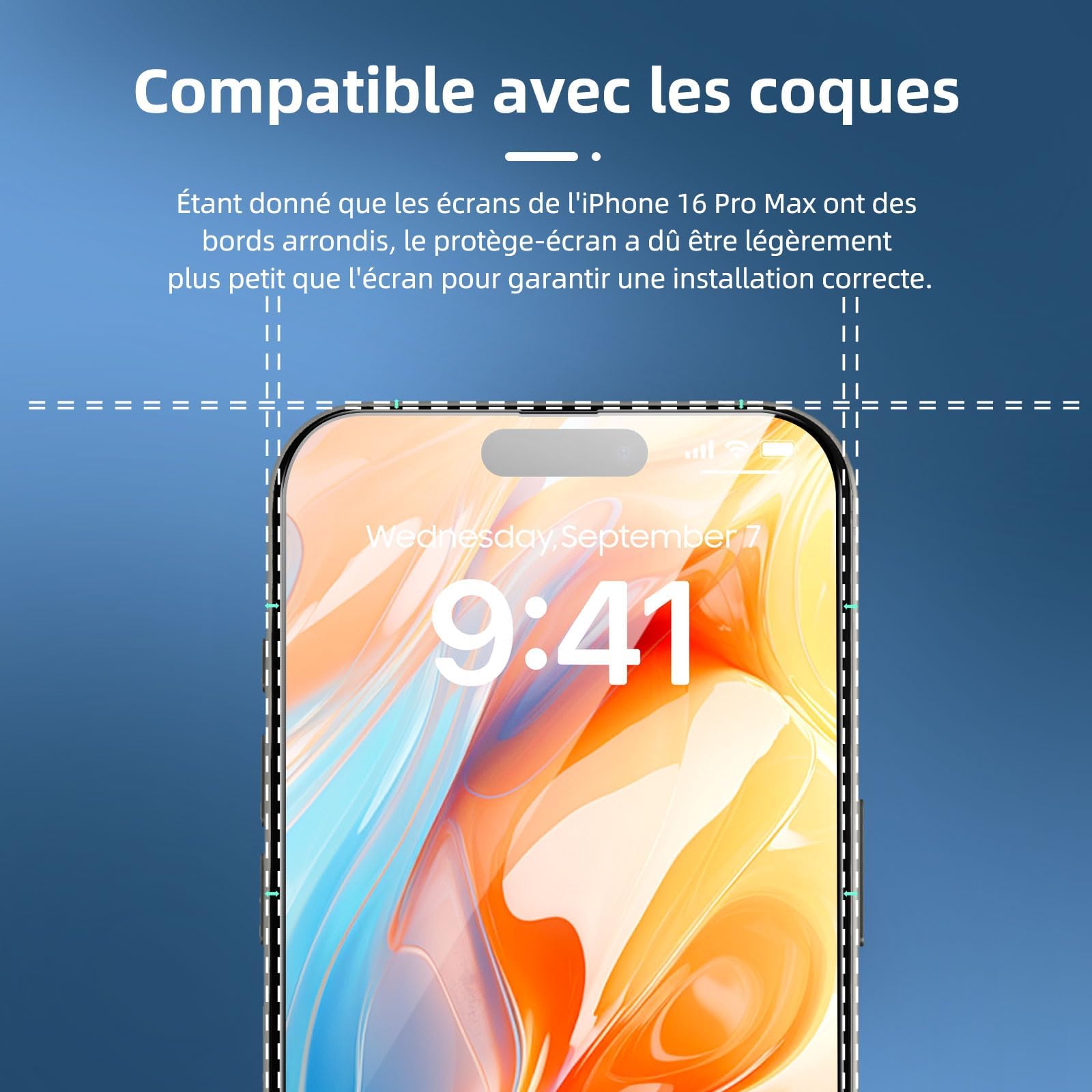 NEW'C 3 Stuks, Gehard Glas Volledig Scherm voor iPhone 16, iPhone 15 6,1 inches [Automatische Installatie], Zwarte Rand Gehard Glas Film Schermbeschermer, ultrabestendig