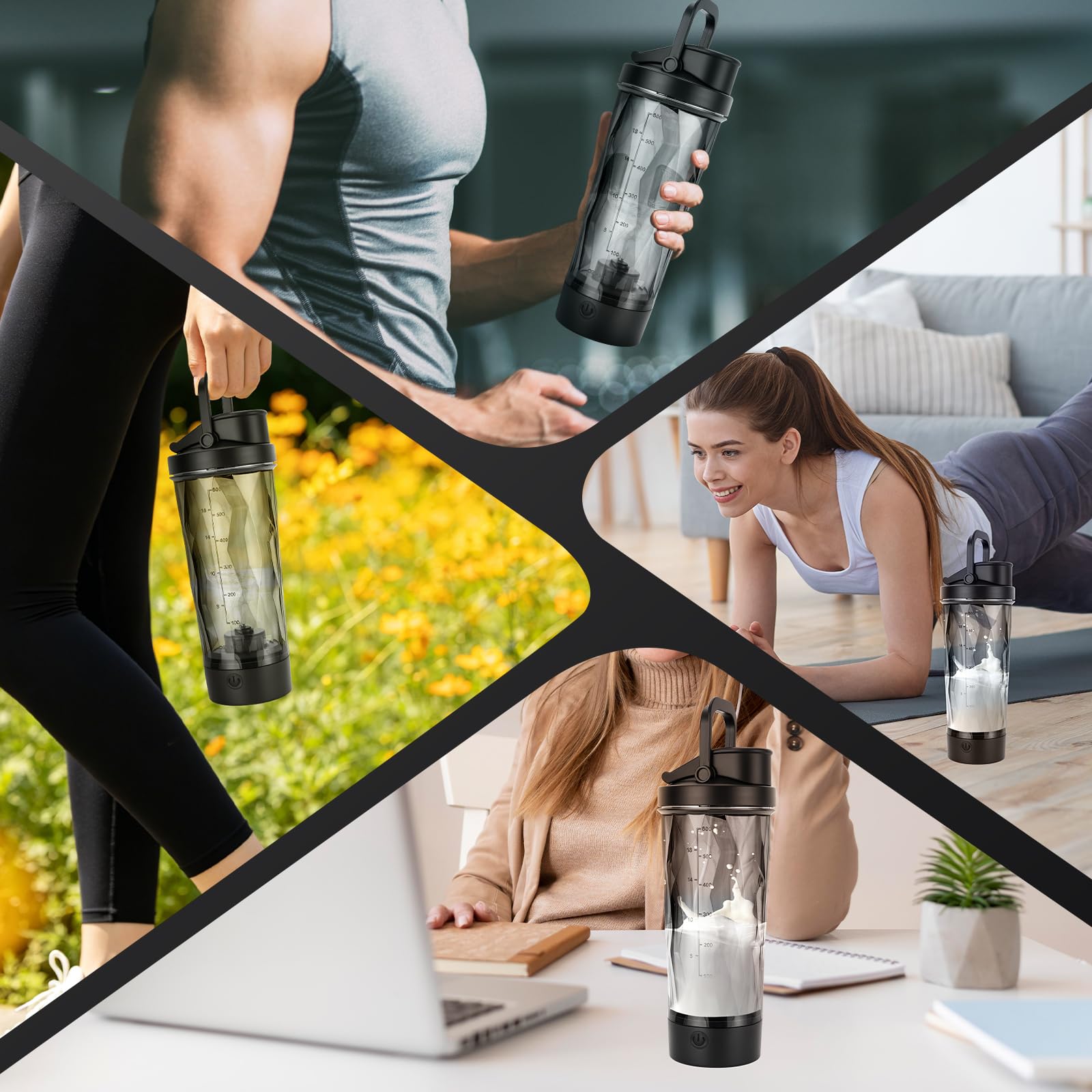 Shaker Proteinshake Elektrisch 700ml,USB C Wiederaufladbar Starker Motor Rapid Mix Elektrischer Shaker, BPA Frei, Tragbar Proteinshake Becher für Eiweiß- & Sportgetränke, Milch Kaffee Mahlzeitenersatz