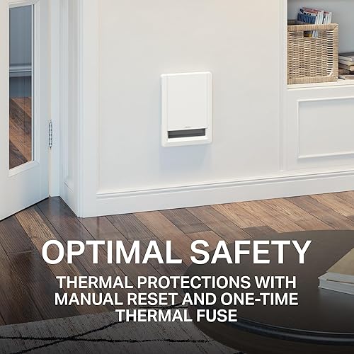 Miniatura 6 de Stelpro Sonoma - Calentador de ventilador de pared estilo – 1000 W / 240 V (750 W / 208 V) – 12 7/16 pulgadas de alto x 9 1/16 pulgadas de ancho –