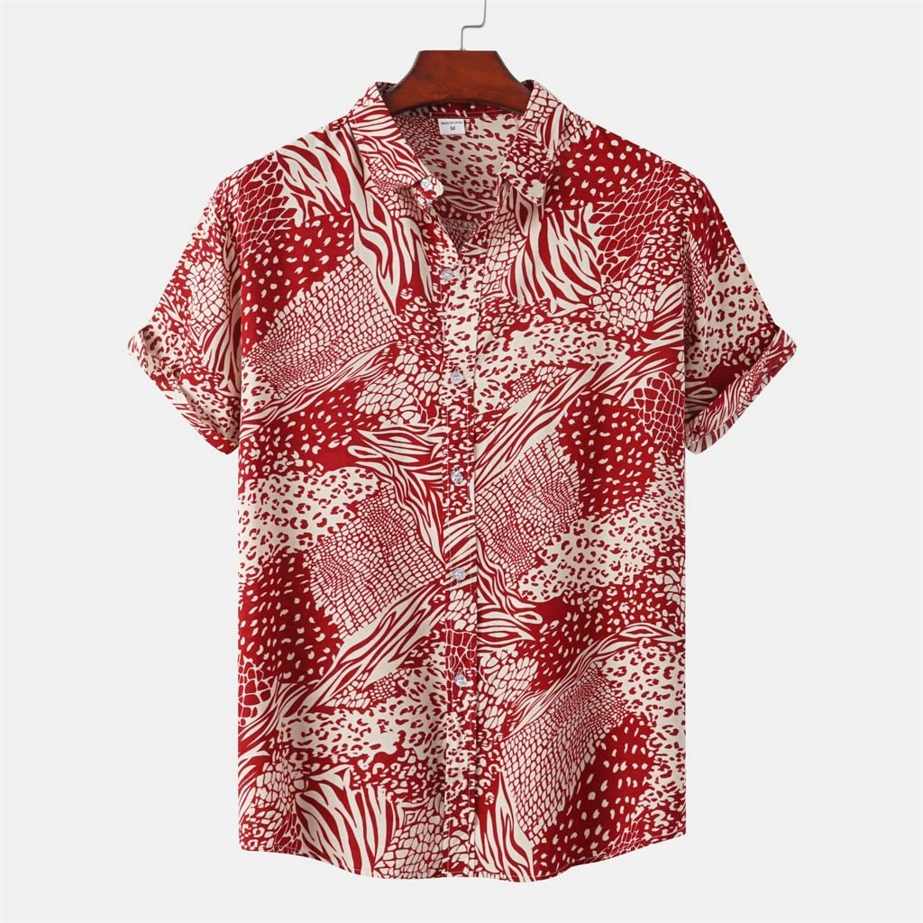 Herren-Kurzarmhemden, europäische und amerikanische große Hawaii-Hemden, Herren-Strandblumenhemden, Herrenhemden (Farbe: A, Größe: M-Code)