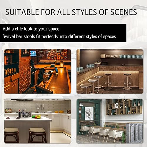 Miniatura 6 de Juego de 2 taburetes de bar de terciopelo, taburetes de bar con respaldo bajo, taburete de bar giratorio para isla de cocina, pub (gris)