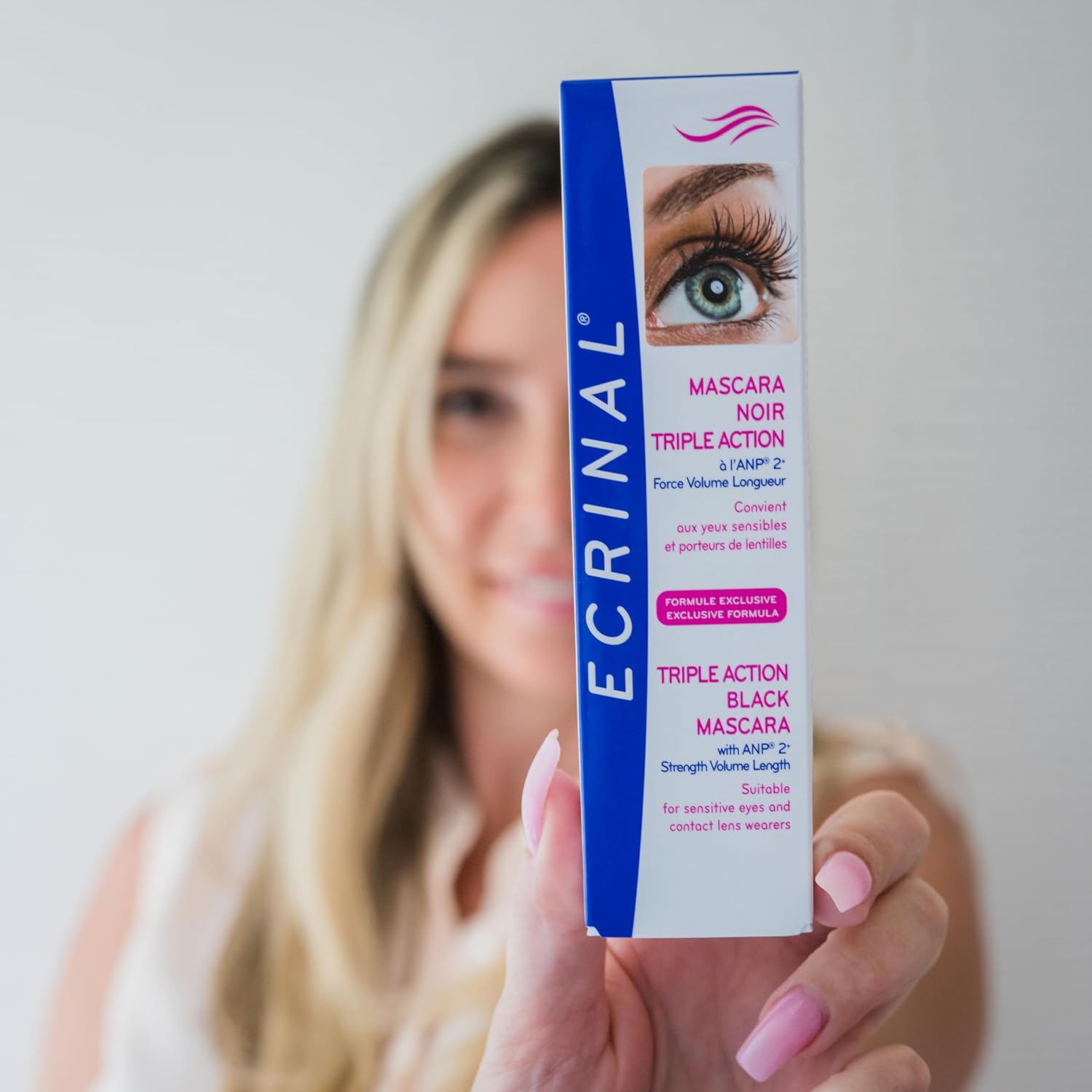 Ecrinal Fortifying Black Mascara with ANP 2+ - Longer Thicker Volumizing Mascara, Volume & Length, Gentle for Sensitive Eyes & Contact Lens Wearers, Nourishing Black Mascara - 0.23 fl oz