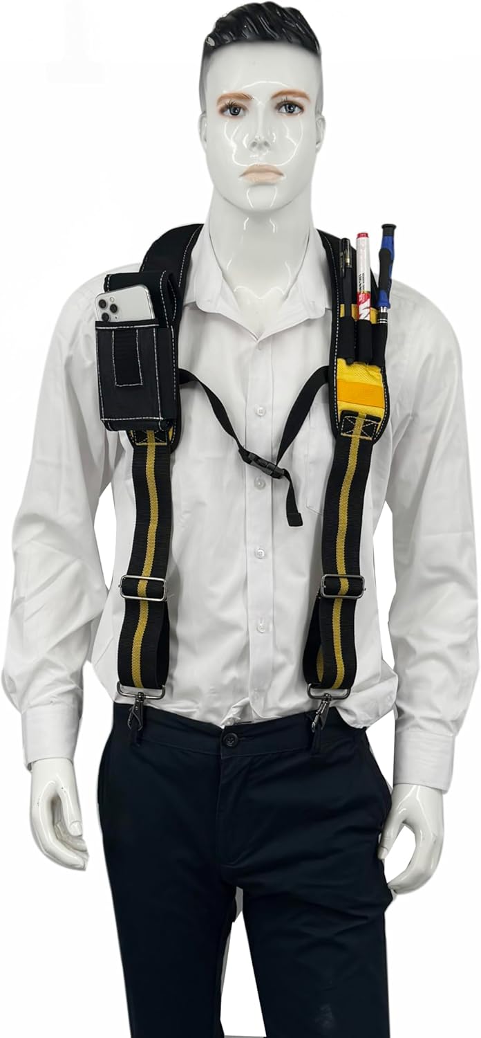 Tool Belt Suspender for Men 4 Point Padded with Attachment Loops, WristBand Pouch Pocket for Construction Worker - Image 3