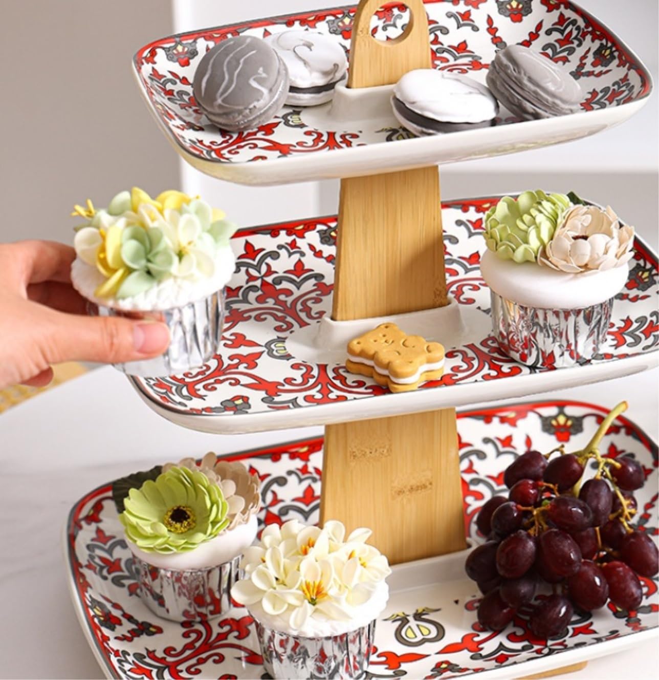 Kosz na Owoce Patera na Owoce Miska na Owoce 3-poziomowy Kosz Na Owoce Na Blat Kuchenny Talerz Na Owoce Blat Organizer Home Decor Koszyk na Owoce