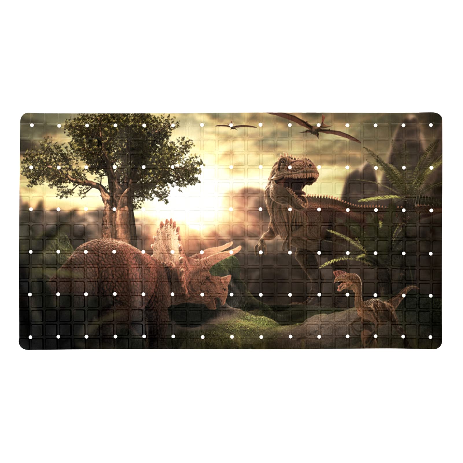 Tapis de bain géant antidérapant dinosaure 3D avec ventouse puissante antibactérienne
