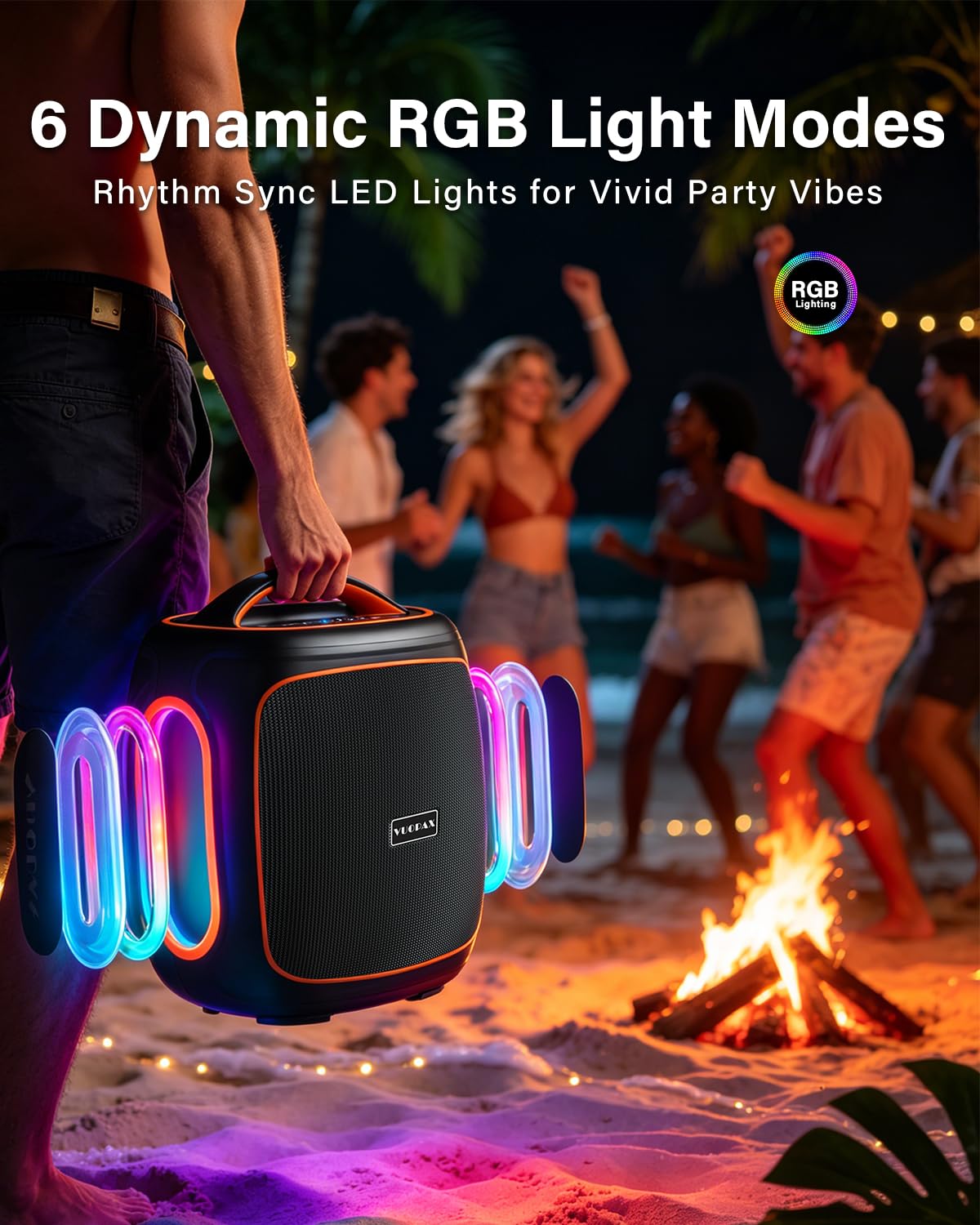 Altavoz Bluetooth Portátil de 120W Peak, Altavoz Inalámbrico Para Fiestas | Al Aire Libre con Woofer 6.5", IP65, Bass Boost, Batería de 18000 mAh, 30H, BT5.4, para Playa, Jardín, Camping, Obra Grande