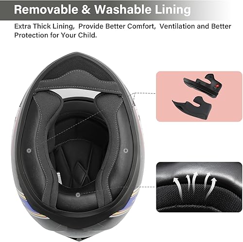 Miniatura 4 de TCMT - Casco integral para jóvenes y niños, para motocross, bicicleta de montaña BMX, MX, ATV, bicicleta de tierra, calle, con visera solar, para