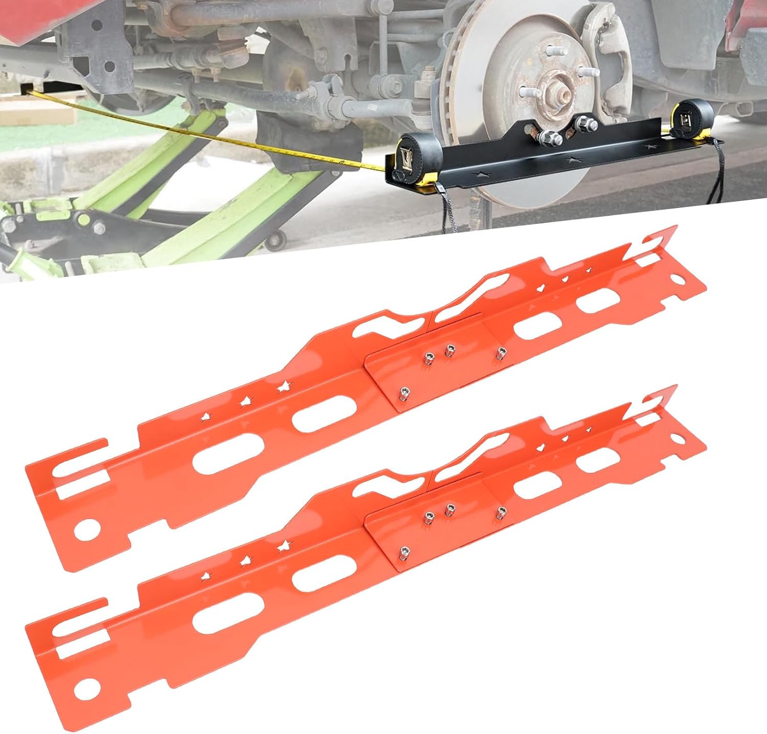 Aramox Toe Alignment Tool Plates Heavy Duty Wheel Alignment Tool Plate with Groove Design and Hanging Holes Fits for Various Patterns (Orange)