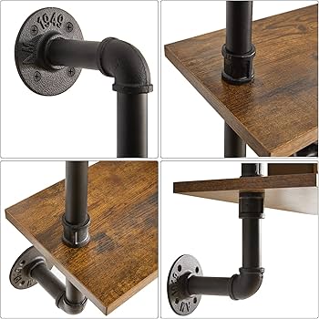 HRF-TM012 3-laags wandmontageplanken, industriële rustieke