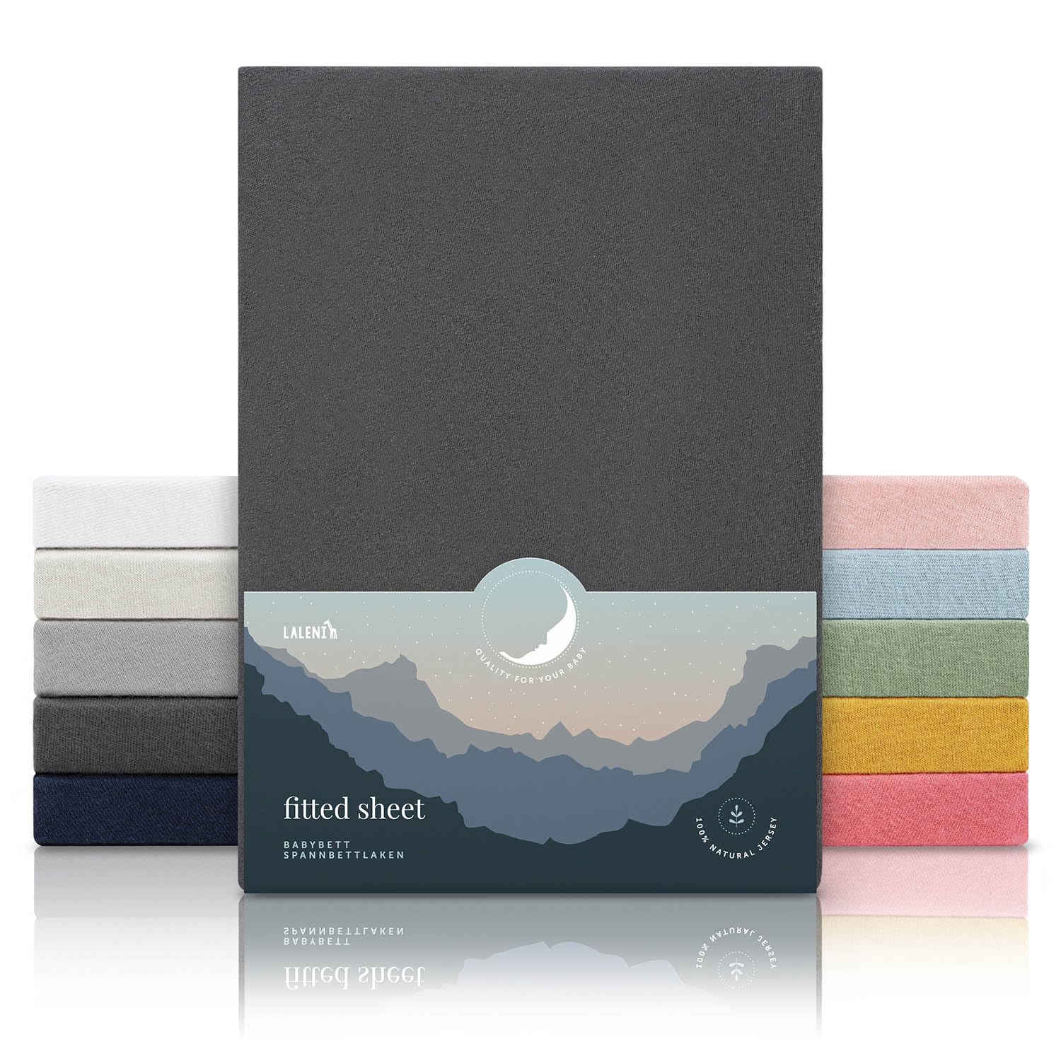 Laleni Sabana Bajera 60to70x120to140x15cm Oeko-Tex - sabanaja Bajera 100% Algodon para Cama de Infantil Set de 2-Ropa de Cama Infantil - para Cuna Bebe Color Moonlight Grey - Gris — view 45