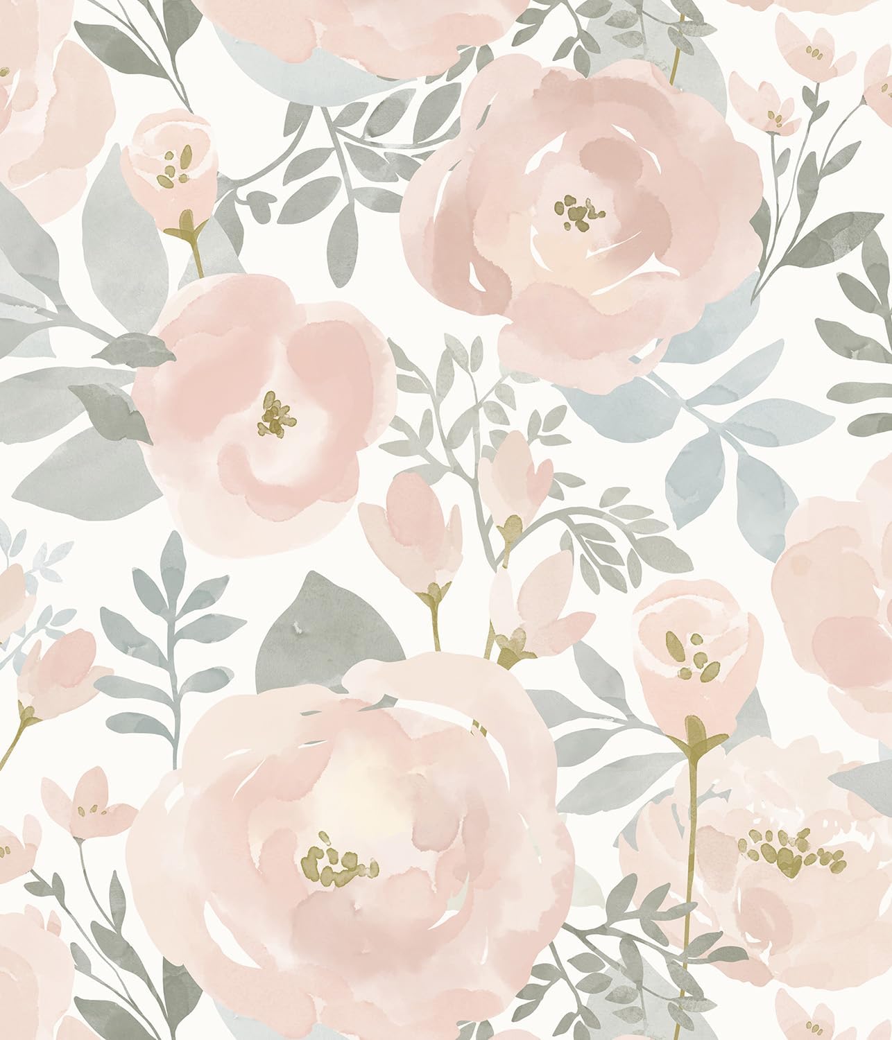 Orainege Peel and Stick Wallpaper Floral Wallpaper 17.3in x393.7in Floral Contact Paper Peony Self Adhesive Removable Wall Paper for Cabinets Walls Shelf Liner, Light Pink