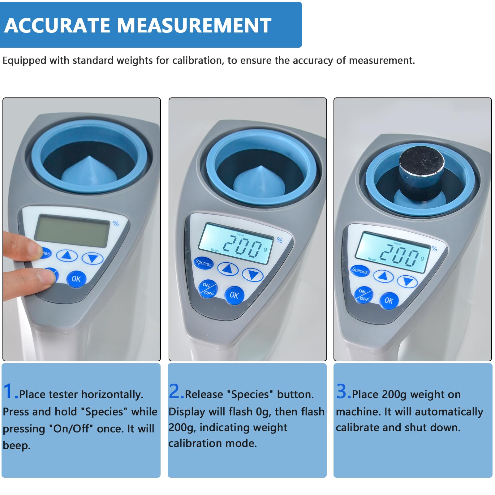 Misuratore di umidità professionale per cereali, tester di umidità per oltre 20 cereali, misura peso, densità, temperatura, con display LCD, rilevatore di umidità per grano, mais, riso, raccolto
