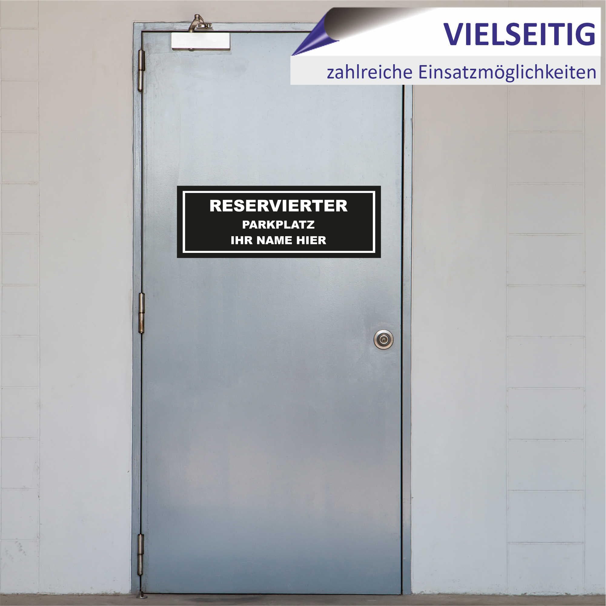 INDIGOS UG - Cartello in alluminio composito da 3 mm - Sicurezza - Avviso - Parcheggio riservato - Testo desiderato - 594 x 210 mm - hotel, azienda, protezione, kita, medico, pratica, appartamento