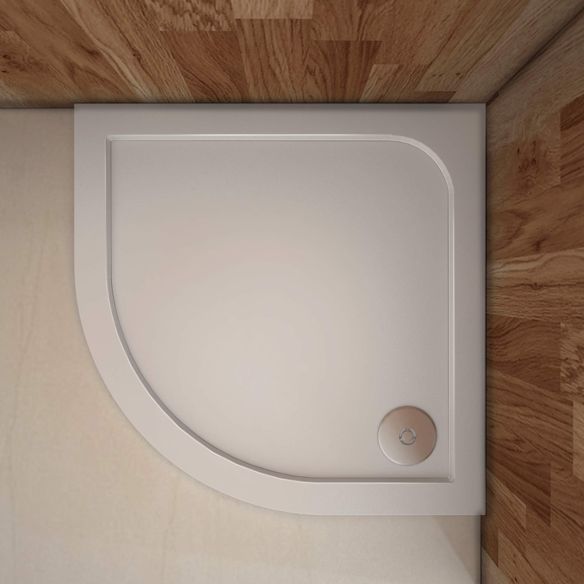 Plato de ducha Resina Semicircular 90x90cm Extraplano Blanco