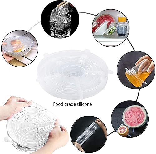 Miniatura 7 de YAZJIWAN Tapas elásticas de silicona, tapas elásticas duraderas y ecológicas, reutilizables, resistentes al calor, varios tamaños para cuenco