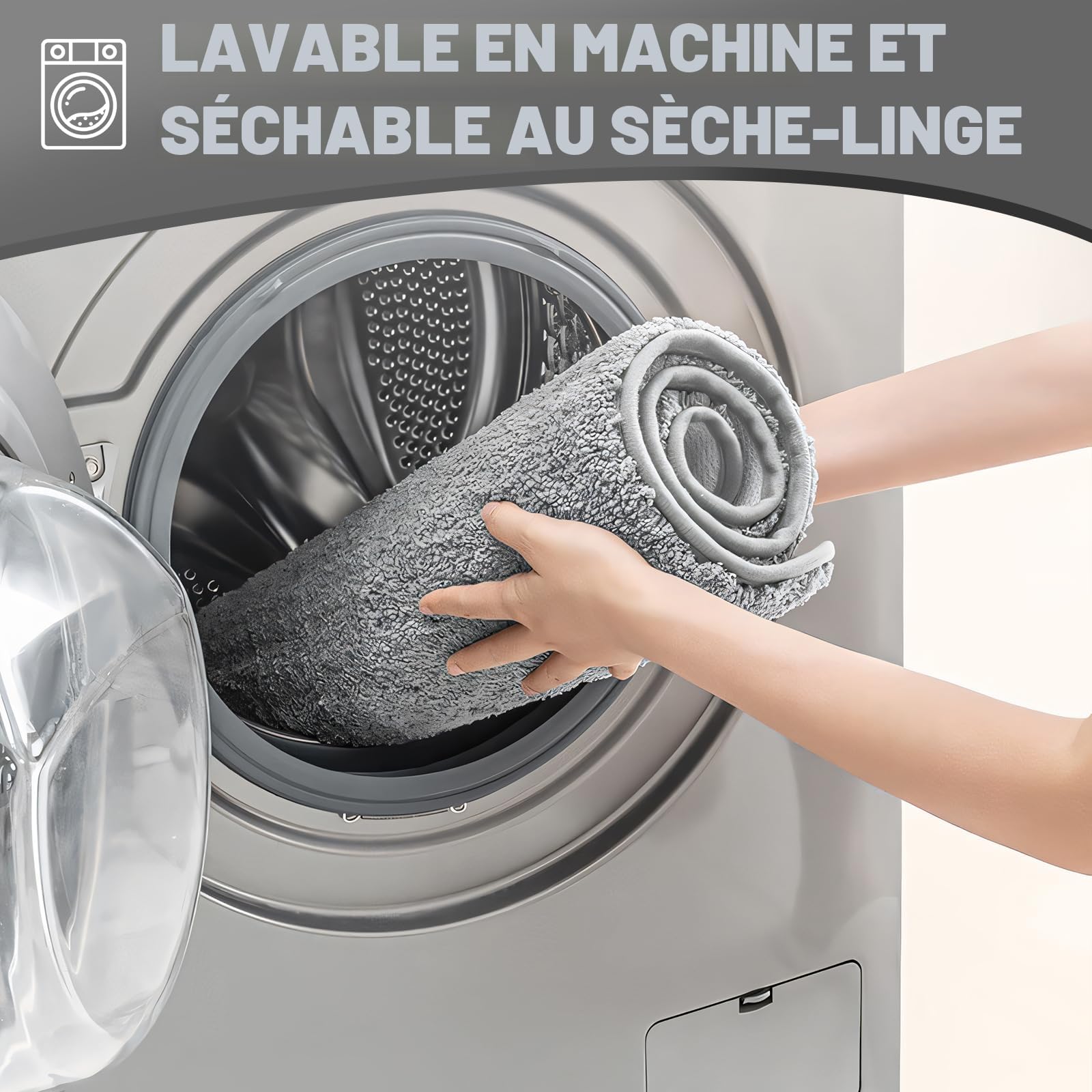 Tapis de bain en microfibre 40 x 60 cm gris super absorbant 2 cm