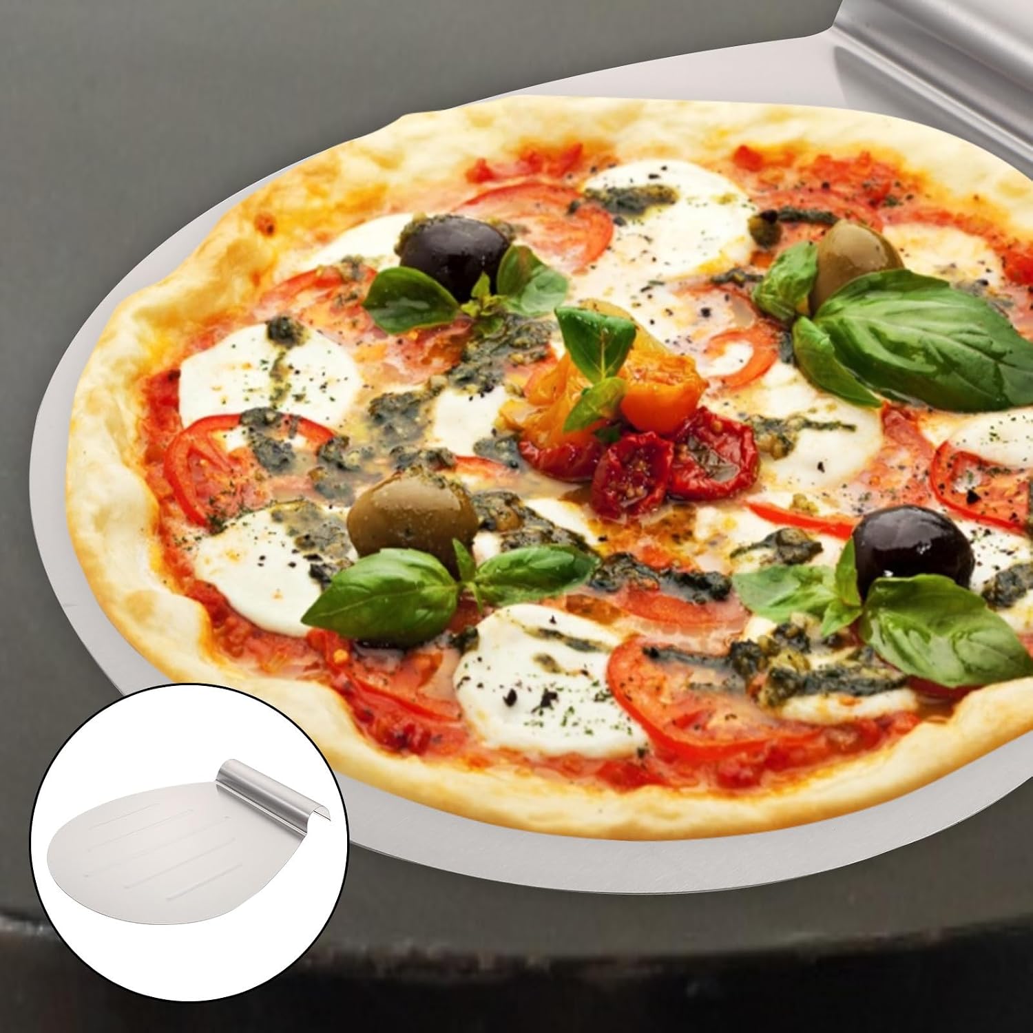 Pizza Peel for Easy Lifting with Serrated Edge Stainless Steel 4pcs