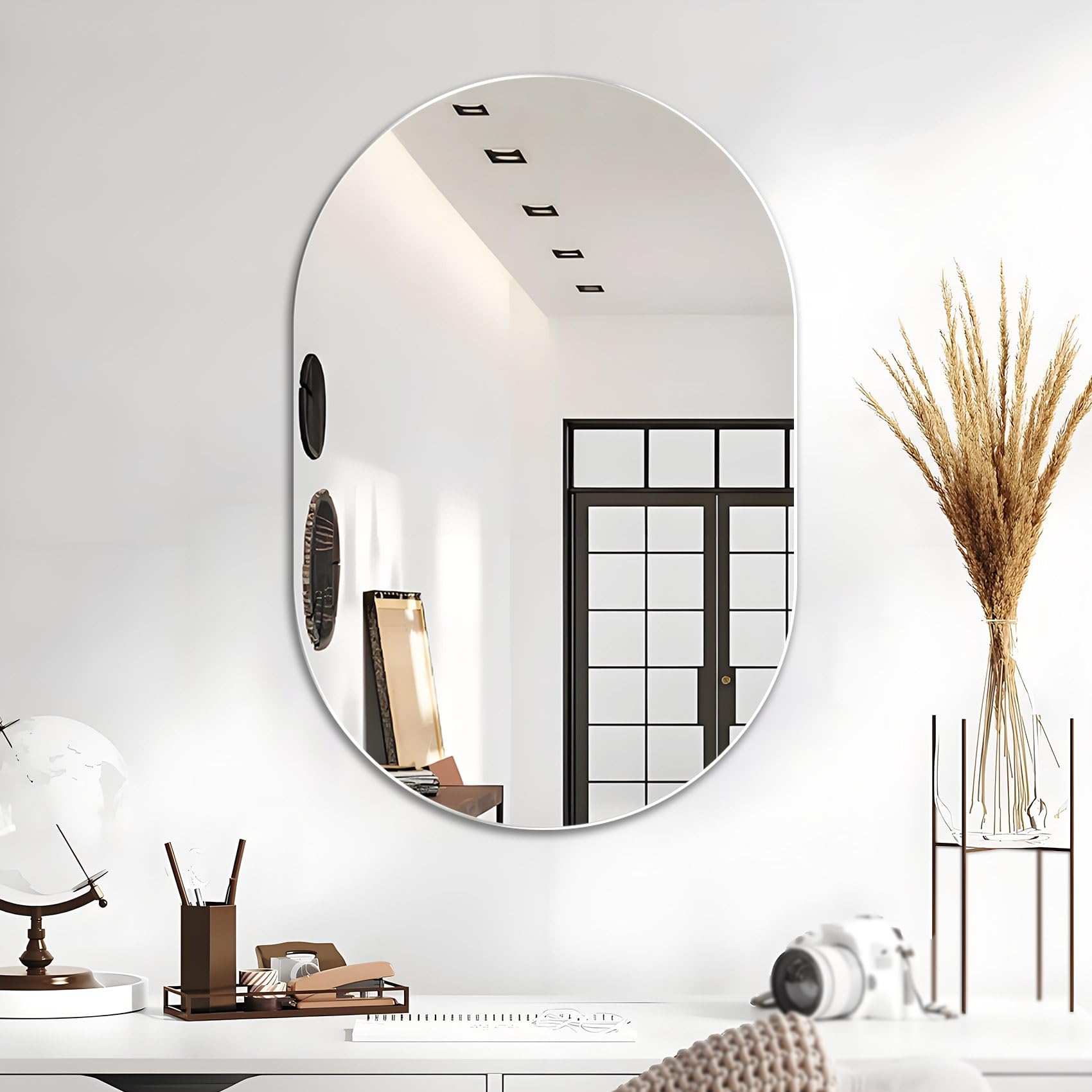 Espejo Ovalado Sin Marco 40 x 60 cm Espejo de Baño Ovalado Espejos de Baño HD Vidrio Espejos Grandes de Pared