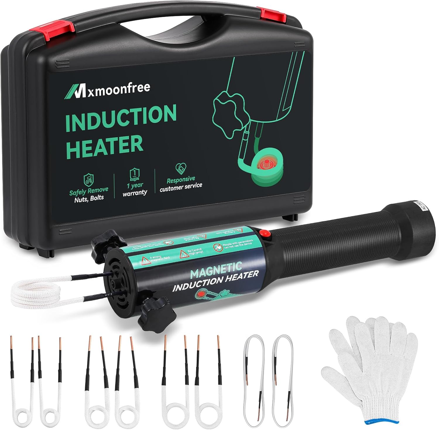 1500W Induction Heater Bolt Removal Tool, 8 Coils & Rugged Case for Nuts, Bolts & Bearings, Blue, 2 Warranty, 110V