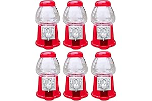 Mini 5" Plastic Bubble Gum Dispenser 6 Pack- Red Bubble Gum Machines...