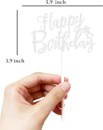 Miniatura 2 de Decoración de pastel de feliz cumpleaños para mujer, decoración de pastel de cumpleaños, decoración de pastel de cumpleaños plateada, decoración de