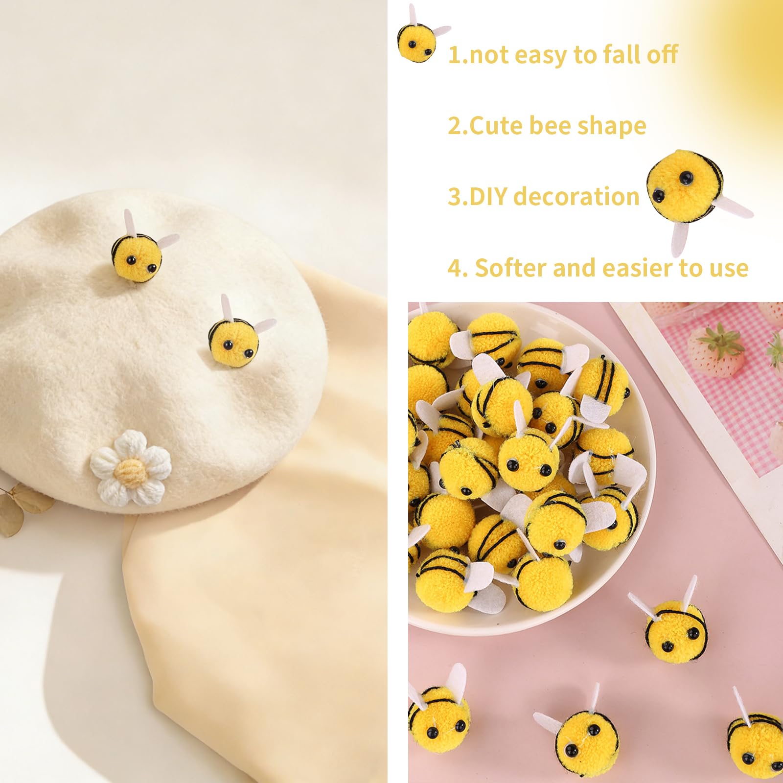 20 Piezas Abejas de Fieltro de Lana, Mini Decoración, Figuras de Abejas para Adornos, Abejas Decorativas Fieltro, Peluche Abejas, Para Manualidades Hazlo Tú Mismo, Fiesta, Colgantes, Pared