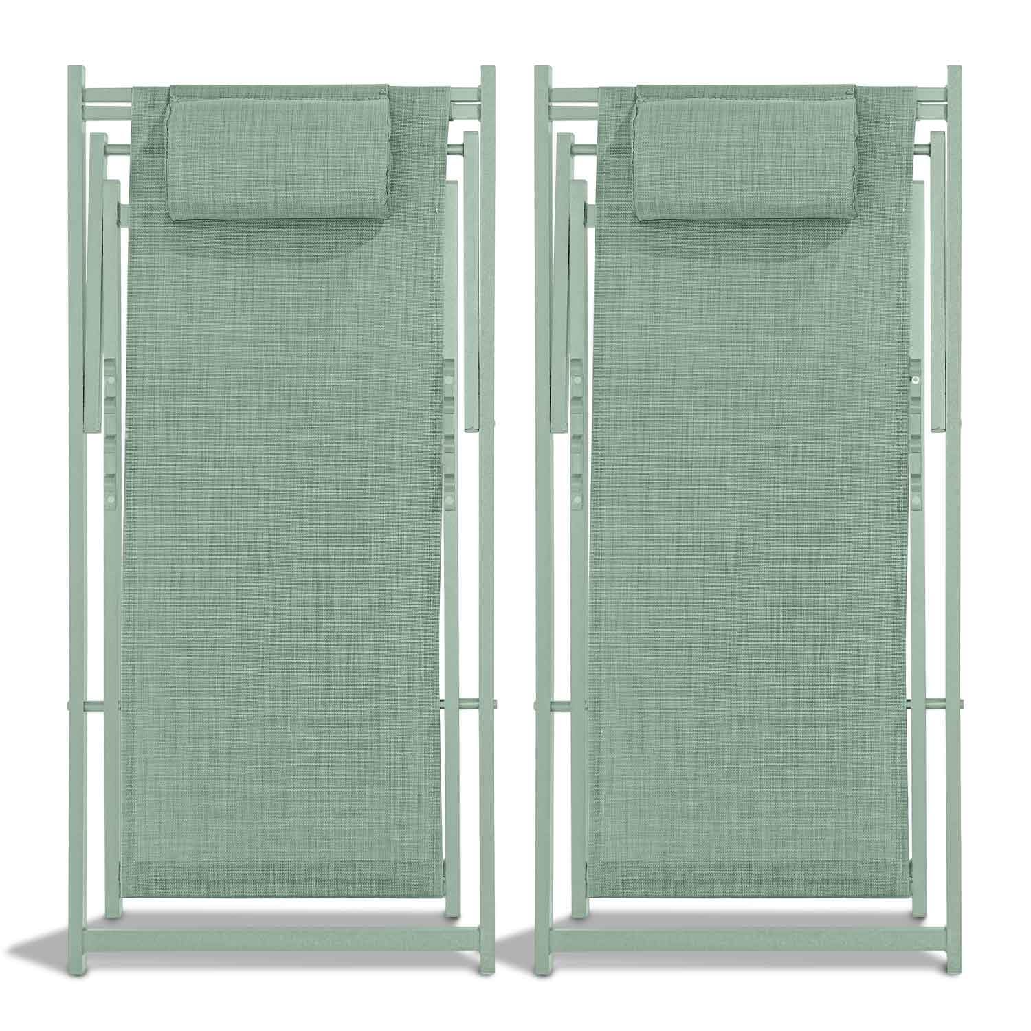 FRANKYSTAR Mezzaluna - Set di 2 sedie a sdraio pieghevoli in alluminio e textilene. Sdraio da giardino di design con schienale regolabile in 4 posizioni verde